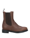 Santoni Woman Ankle Boots Brown Size 7.5 Leather In Brown
