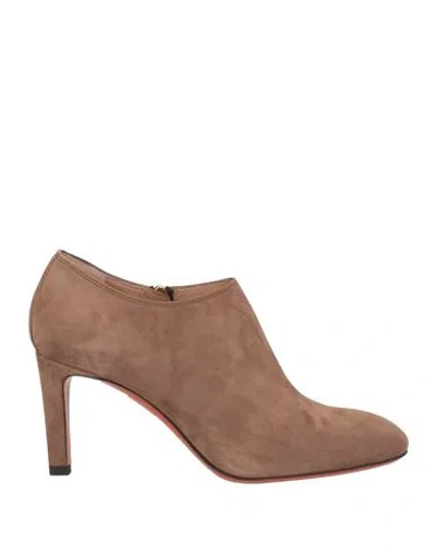 Santoni Woman Ankle Boots Brown Size 7.5 Leather