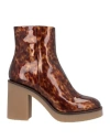 Santoni Woman Ankle Boots Brown Size 8 Leather In Brown