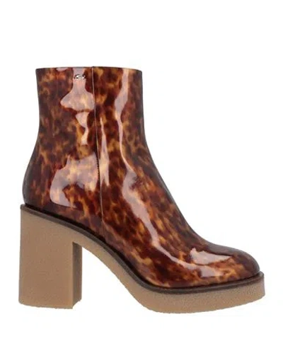 Santoni Woman Ankle Boots Brown Size 8 Leather
