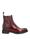 Santoni Woman Ankle Boots Burgundy Size 5 Leather In Red