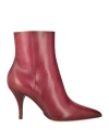 Santoni Woman Ankle Boots Burgundy Size 6 Soft Leather In Red