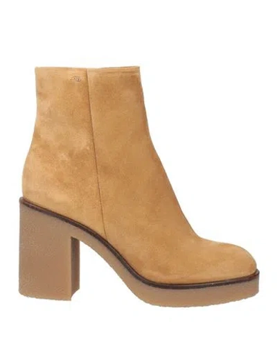 Santoni Woman Ankle Boots Camel Size 10 Leather In Beige