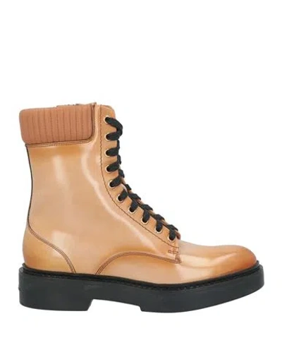 Santoni Woman Ankle Boots Camel Size 8 Leather In Beige
