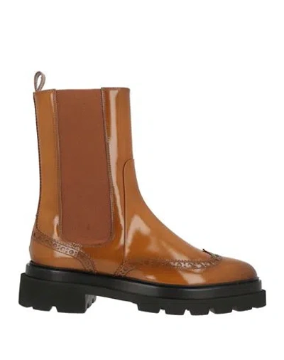 Santoni Woman Ankle Boots Camel Size 8 Leather In Multi