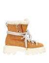 Santoni Woman Ankle Boots Camel Size 8 Leather, Shearling In Nude