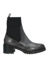 Santoni Woman Ankle Boots Charcoal Size 10 Leather, Textile Fibers In Grey