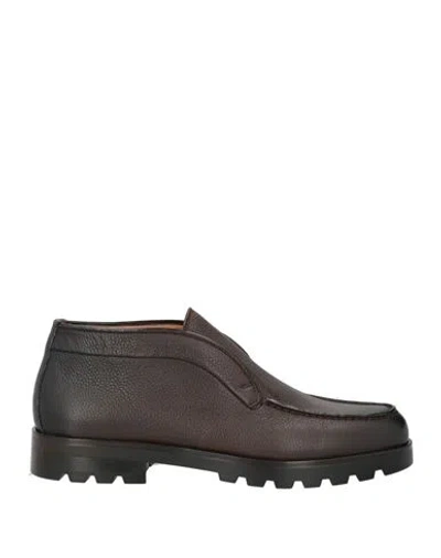 Santoni Woman Ankle Boots Dark Brown Size 6 Leather