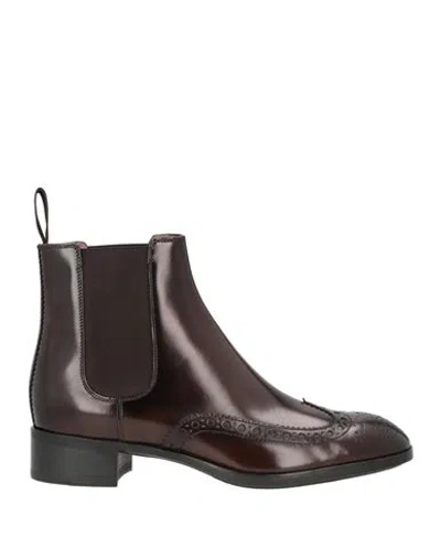Santoni Woman Ankle Boots Dark Brown Size 8 Leather