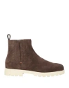 Santoni Woman Ankle Boots Dark Brown Size 8 Leather In Brown