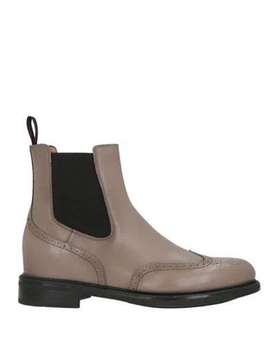 Santoni Woman Ankle Boots Grey Size 7 Leather In Gray