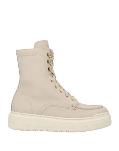 Santoni Woman Ankle Boots Ivory Size 8 Leather In White