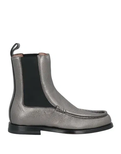 Santoni Woman Ankle Boots Lead Size 6 Leather In Grey