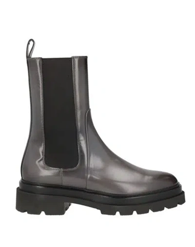 Santoni Woman Ankle Boots Lead Size 10 Soft Leather In Grey
