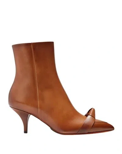 Santoni Woman Ankle Boots Light Brown Size 8 Leather In Beige