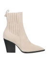 Santoni Woman Ankle Boots Light Grey Size 11 Soft Leather In Grey