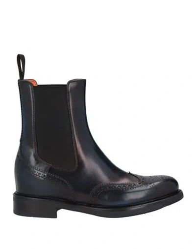 Santoni Woman Ankle Boots Midnight Blue Size 6.5 Leather