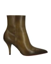 Santoni Woman Ankle Boots Military Green Size 8 Soft Leather In Green