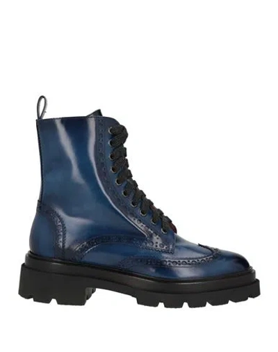 Santoni Woman Ankle Boots Navy Blue Size 7.5 Leather