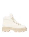 Santoni Woman Ankle Boots Off White Size 6 Sheepskin In White