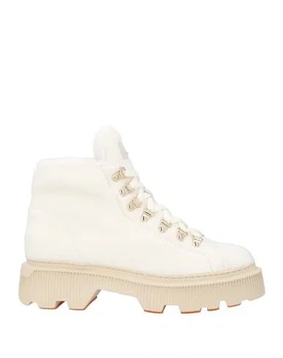 Santoni Woman Ankle Boots Off White Size 6 Sheepskin