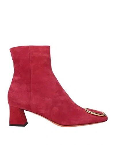 Santoni Woman Ankle Boots Red Size 10.5 Soft Leather
