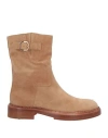 Santoni Woman Ankle Boots Sand Size 7 Leather In Beige
