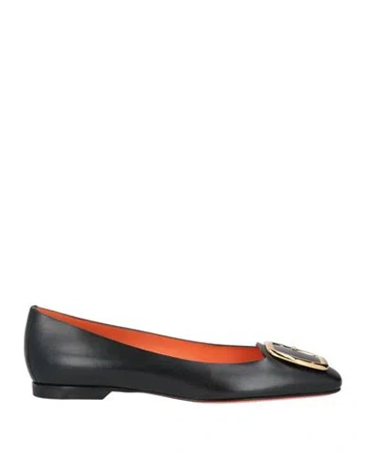 Santoni Woman Ballet Flats Black Size 7.5 Leather