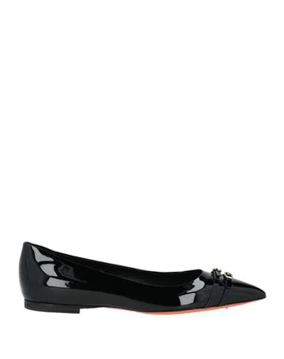 Santoni Woman Ballet Flats Black Size 7.5 Leather