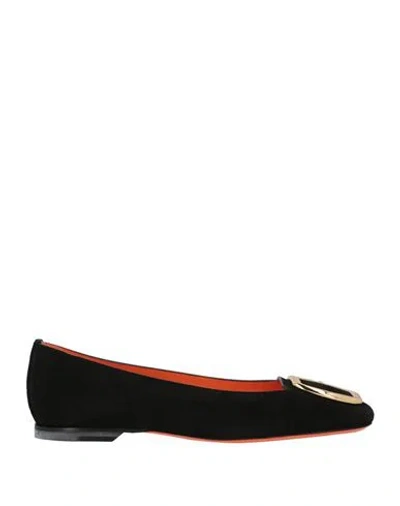 Santoni Woman Ballet Flats Black Size 7.5 Leather
