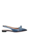 Santoni Woman Ballet Flats Blue Size 5 Leather