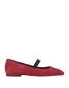 Santoni Woman Ballet Flats Burgundy Size 8 Leather In Burgundy