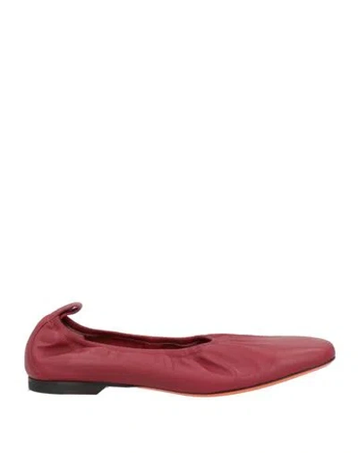Santoni Woman Ballet Flats Garnet Size 7 Leather In Red