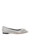 Santoni Woman Ballet Flats Grey Size 8 Leather In Gray