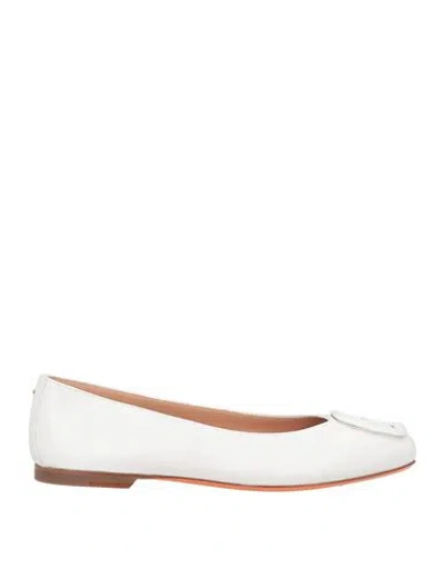 Santoni Woman Ballet Flats White Size 8 Leather