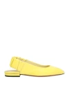 Santoni Woman Ballet Flats Yellow Size 8 Leather