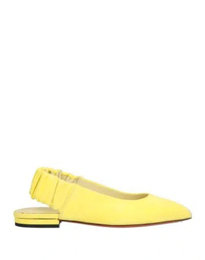 Santoni Woman Ballet Flats Yellow Size 8 Leather