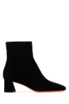 Santoni Classic Block Heel Ankle Boots In Black