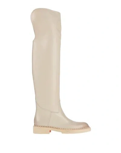Santoni Woman Boot Beige Size 7.5 Leather In Neutral