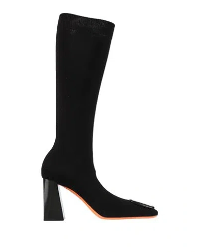 Santoni Woman Boot Black Size 8.5 Textile Fibers