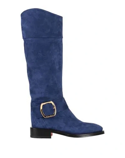 Santoni Woman Boot Blue Size 8 Leather