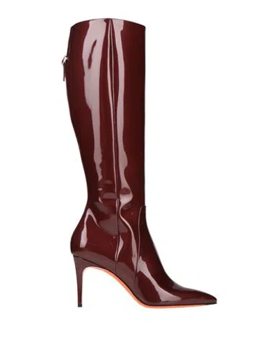 Santoni Woman Boot Burgundy Size 9.5 Leather In Red