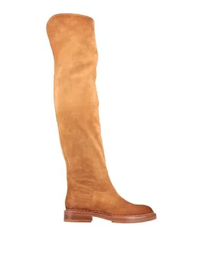 Santoni Woman Boot Camel Size 8 Leather In Nude
