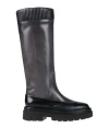Santoni Woman Knee Boots Lead Size 10 Soft Leather In Grey