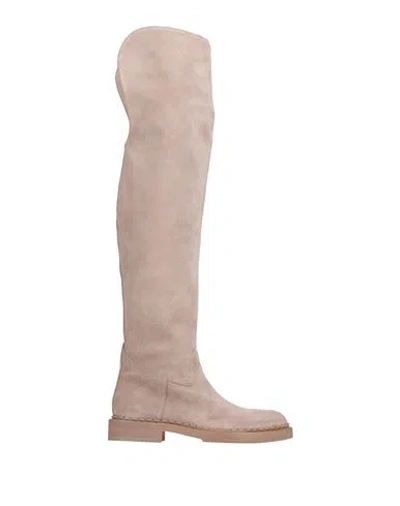 Santoni Woman Boot Light Grey Size 8 Leather In Gray
