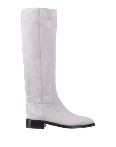 Santoni Woman Boot Light Grey Size 8.5 Leather In Gray