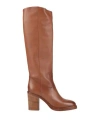 Santoni Woman Boot Tan Size 8 Leather In Brown