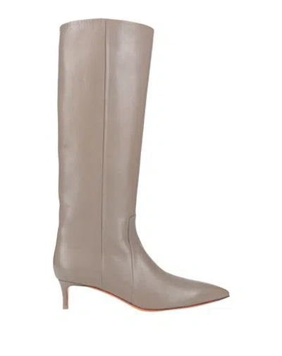 Santoni Woman Boot Taupe Size 9 Leather In Neutral