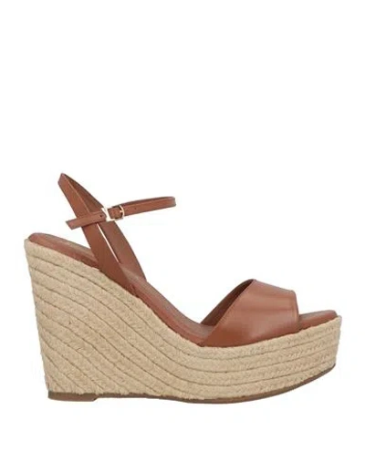 Santoni Woman Espadrilles Brown Size 11 Leather In Multi