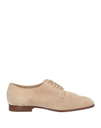 Santoni Woman Lace-up Shoes Beige Size 8 Leather